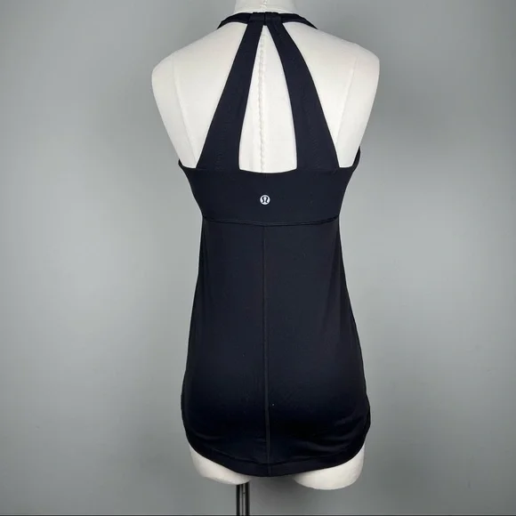 EUC - Lululemon Black Tank w/ Built-in Bra & Back Detail, Size 8 - Picture 7 of 13